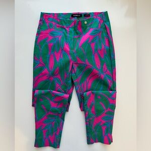 Robell Rose Palm Print Trousers‎ - Pink/Green Size 4
